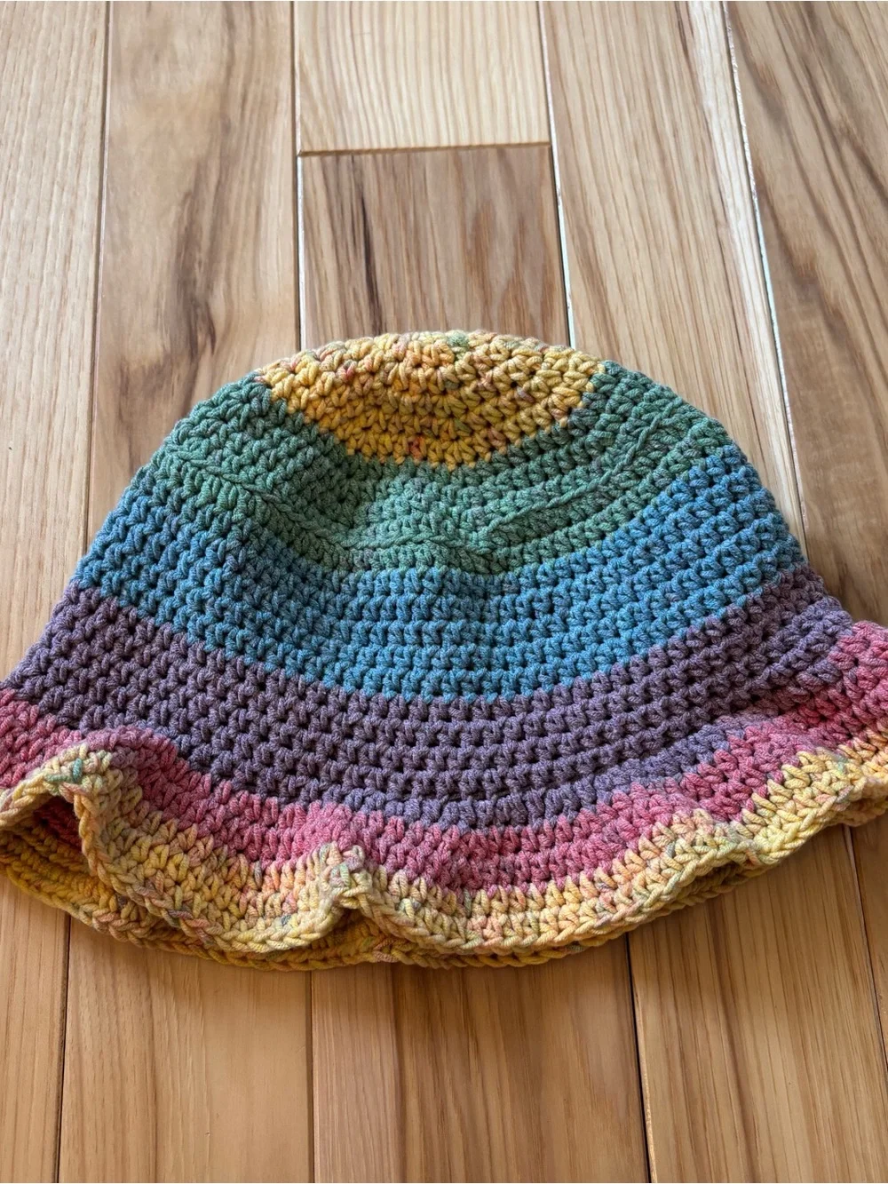 Rainbow Crochet Bucket Style Hat - Picture 1 of 5
